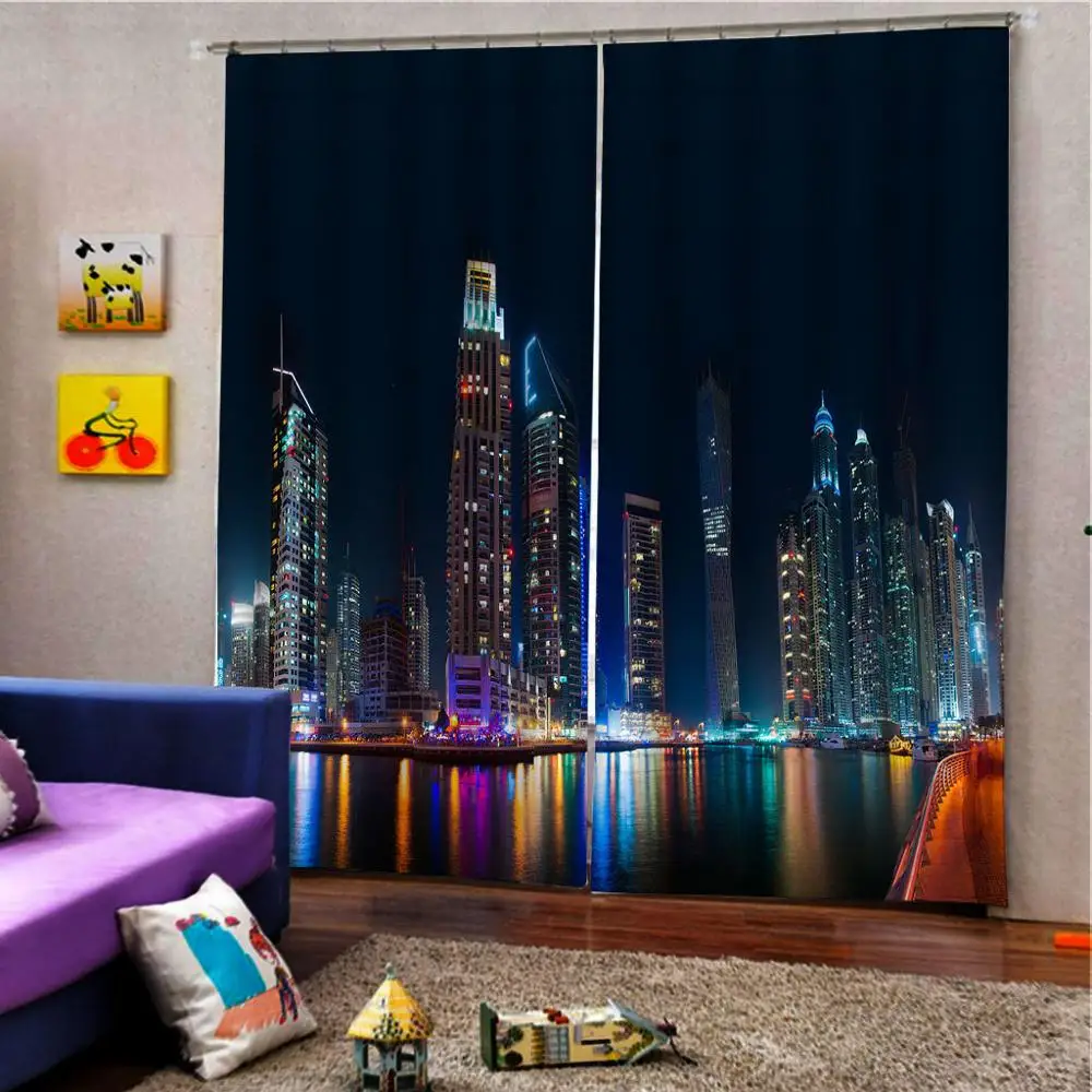 Индивидуальные Любой размер 3D Нью-Йорк город ночной вид отражение озера Большой