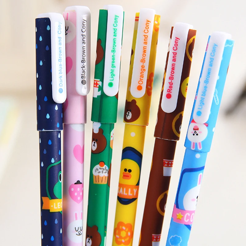 6 шт./компл. цветная гелевая ручка звездный узор милый котенок герой роликовые