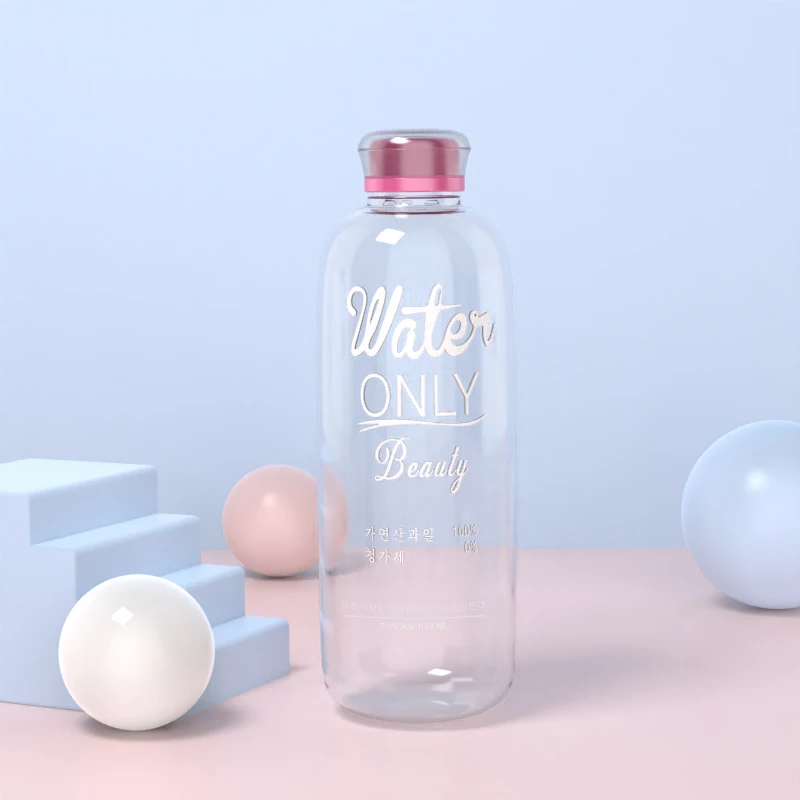 Pink 1L 600 мл 1000 мл креативная стеклянная бутылка Студенческая портативная большая емкость прекрасная прозрачная портативная Спортивная бутылка для воды - Цвет: Pink 1L