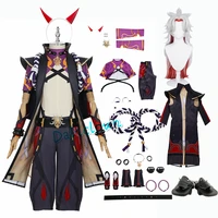 anime genshin impact arataki itto cosplay wig costume horn game battle uniform activity carnival party role play clothing