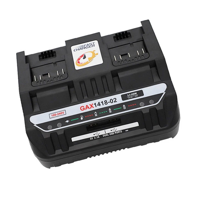 

NEW-Li-Ion Battery Charger Double Slide Port 4A GAX1418-02 USB GAL1860CV for 18V 14.4V BAT618 BAT614 BAT609 EU Plug