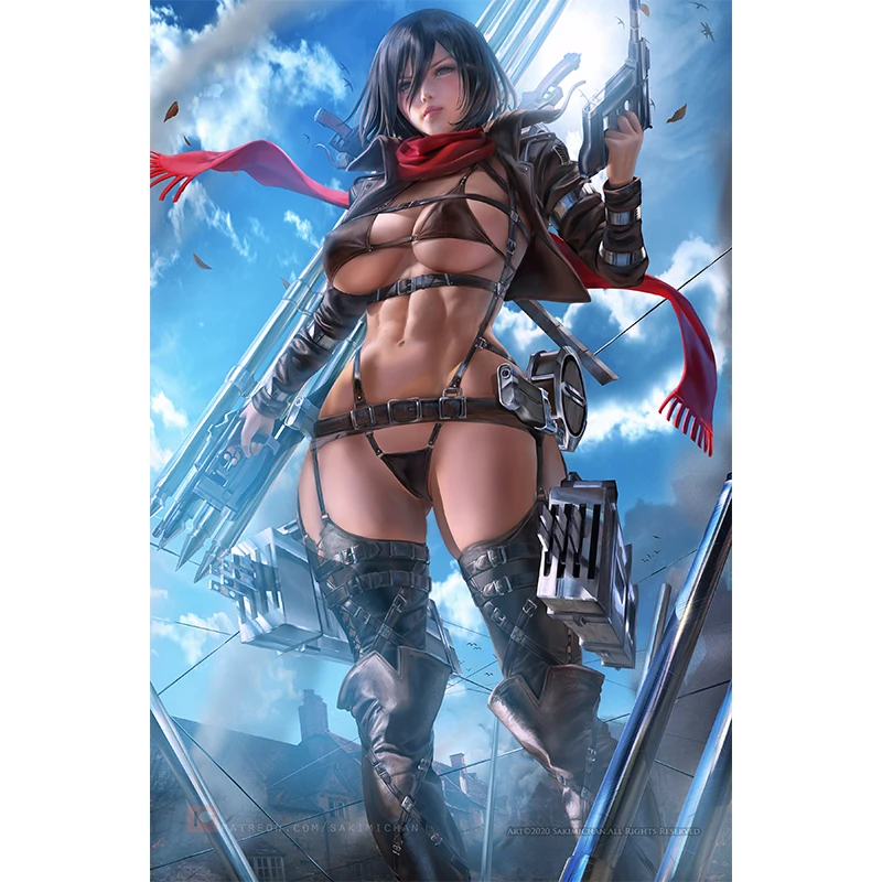 

Attack on Titan Canvas Art Posters and Prints Custom Japanese Anime Comic Mikasa Ackerman Decoration Painting Room Wall Pictures
