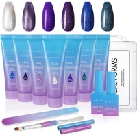 makartt poly nail extension kit galaxy color with 6 shimmering glitter nail gel blue purple turquoise vanilla nail gel
