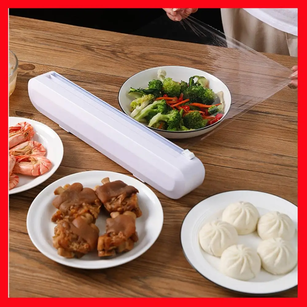 

Net Celebrity Simple Punch-Free Fixed Food Packaging Dispenser Cling Film Packaging Dispenser Plastic Sharp Knives Kitchen Tools