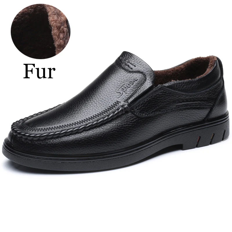 Black With Fur Роскошные модные мужские кожаные туфли; повседневные лоферы; модельные туфли для вождения; Мужская официальная обувь с узором; свадебные туфли; мужские туфли-оксфорды - Цвет: Black With Fur