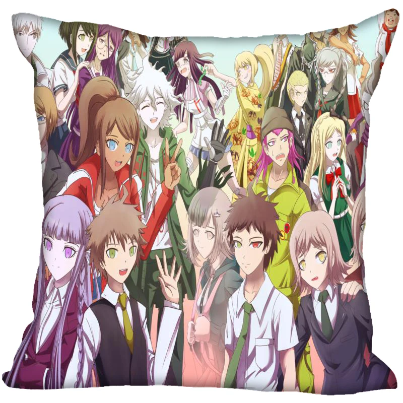 Аниме Danganronpa наволочка атласная ткань квадратная Подушка на молнии чехлы для