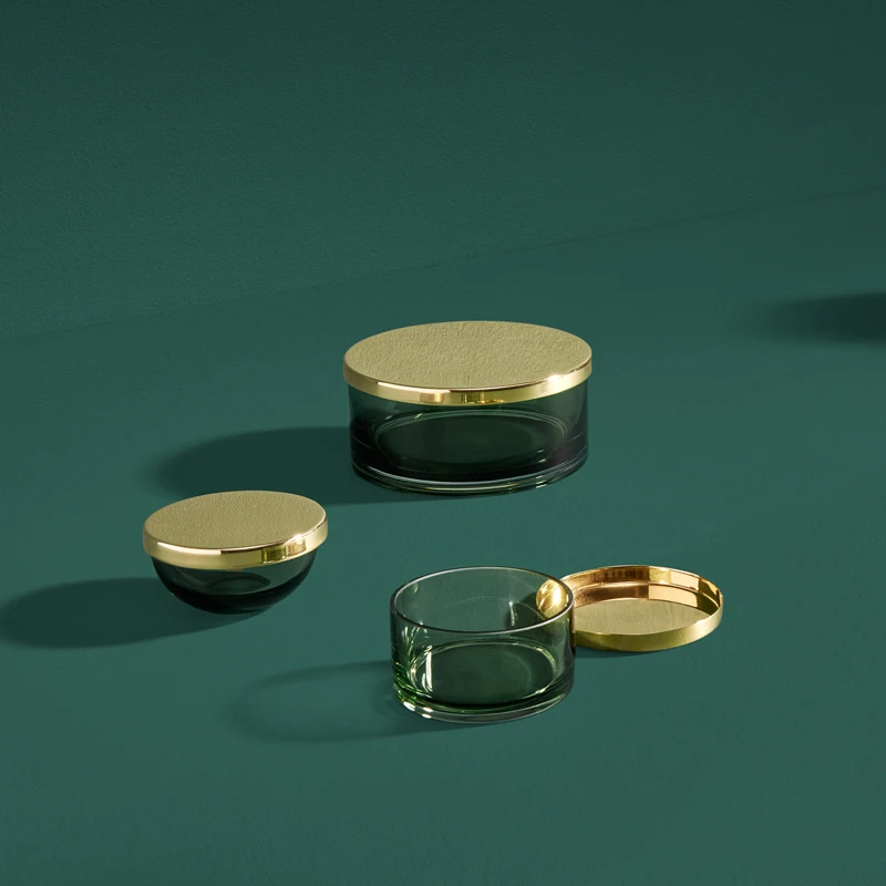 Цилиндрическая стеклянная банка для конфет TOTA латунная хранения крышек шкатулка