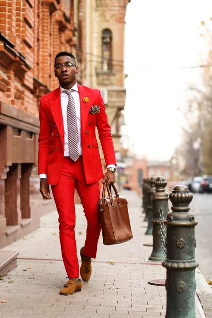

2021 Casual Red Men Suit For Wedding Trajes De Hombre Terno Masculino Tuxedo Summer Man Suit 2pieces(Jacket+Pants+Tie)