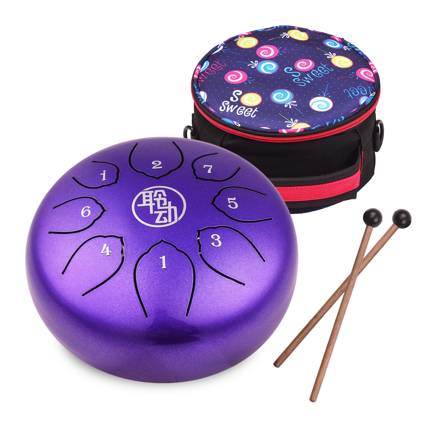 Purple 6 дюймов Сталь язык барабан камер Мгновенной Печати Mini 8 тон G мотив ручной сковорода барабан Tank повесить барабан с барабанные палочки сумка ударные инструменты - Цвет: Purple