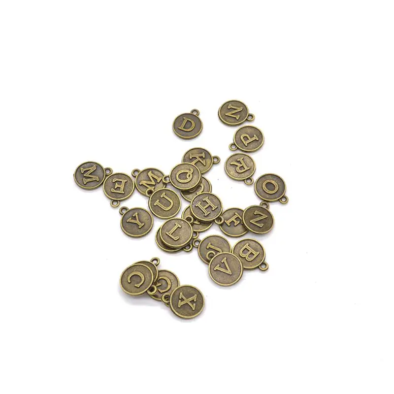 

Alloy Round Shape DIY 26 Alphabet English Letters Pendant Charms Jewelry Making