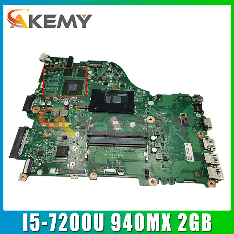

AKEMY для ACER Aspire E5-575G Материнская плата ноутбука DDR4 с SR2ZU I5-7200U Процессор 940MX 2 Гб GPU DAZAAMB16E0 NBGD811005