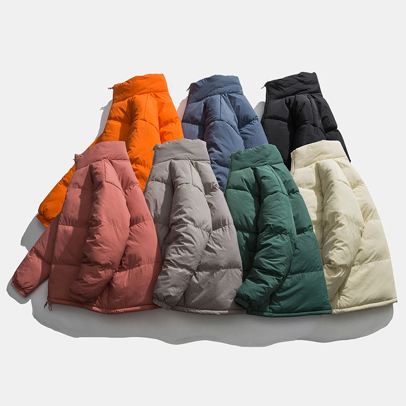 Winter Thicken Thermal Cotton-padded Clothes Stand Collar Thick Coat Large Size Top Men and Women Couple 's Candy Color