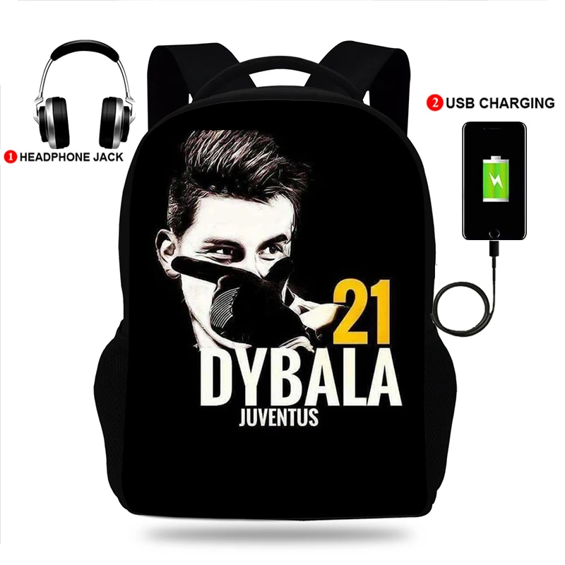 Рюкзаки BULEFLYER Soccer Star Paulo Dybala с принтом школьные сумки для мальчиков и девочек