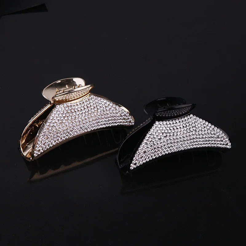 

Элегантные полные стразы бананы 8,5 см чёрные женские заколки для волос в винтажном стиле шпилька для волос Краб аксессуары для волос