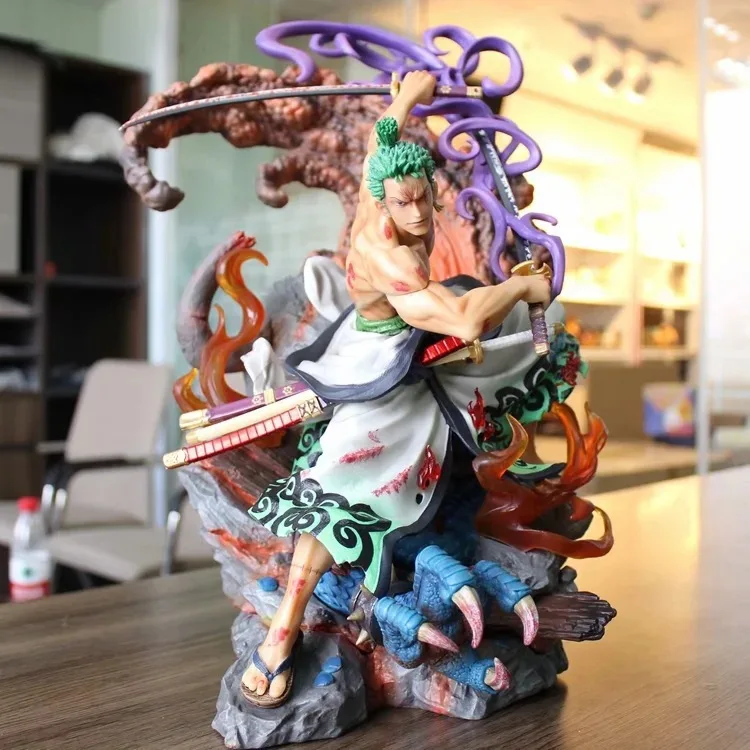 Günstig Ein Stück GK Kimono Lorenor Zorro Santoryu Schlacht Geist Insel Statue 38CM PVC Action Figure Desktop Sammlung Modell Spielzeug Figma