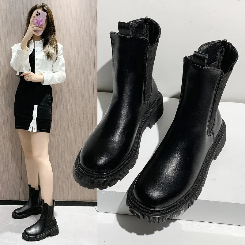 

Новинка 2021, массивные ботинки, модные женские ботильоны на платформе, женские ботильоны с мешочком на подошве, женские ботильоны без застеж...