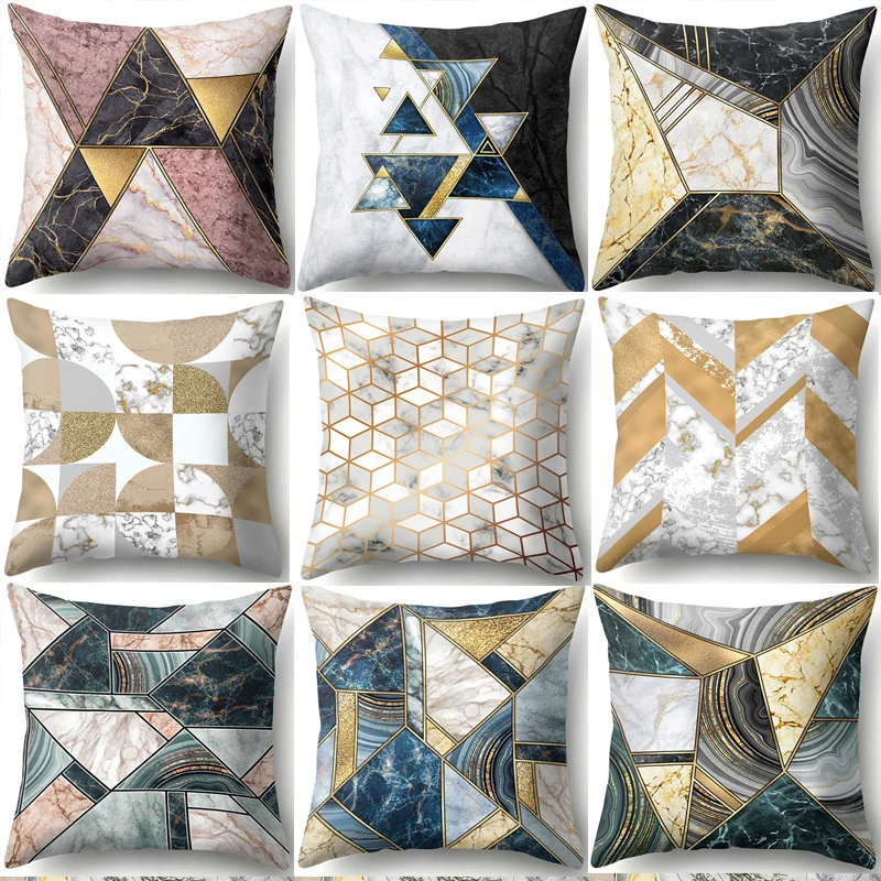 

Brief Marble Geometric Sofa Decorative Cushion Cover Pillow Pillowcase Polyester 45*45cm Throw Pillow Home Decor Pillowcover