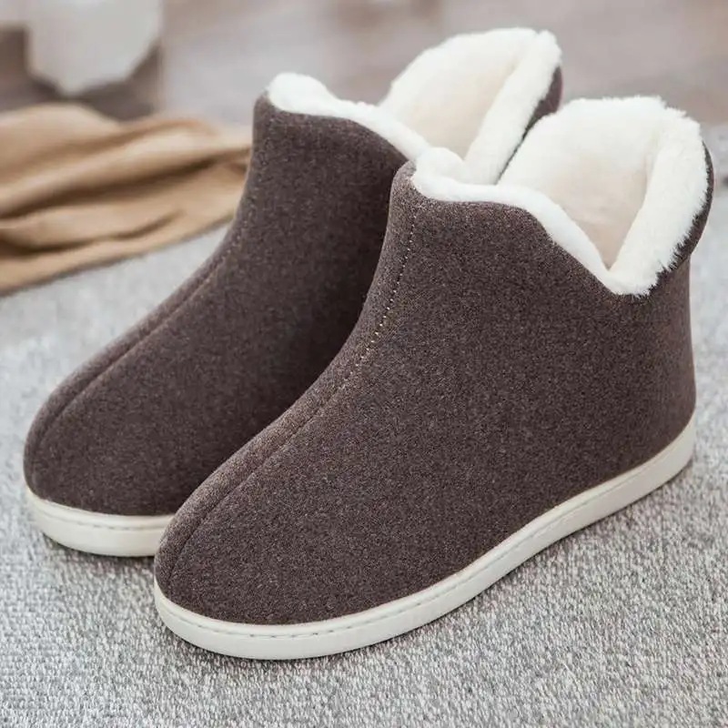 Dark grey ASILETO/женские плюшевые домашние тапочки; домашняя обувь с высоким берцем; тапочки на плоской подошве; женская зимняя обувь; домашние тапочки; sapatos mujer; большой размер 45 - Цвет: Dark grey