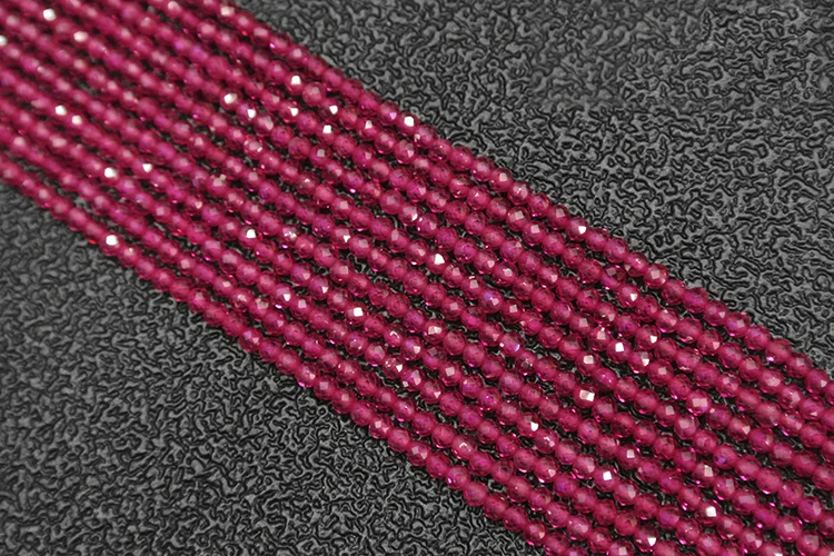 Natural Red Corundum Loose Beads Faceted Round Beads 2-3mm 15