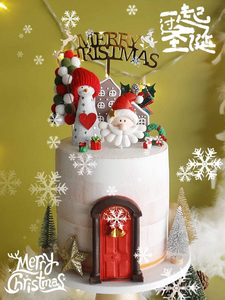 Украшение для выпечки торта креативная Рождественская Красная шапка пожилых