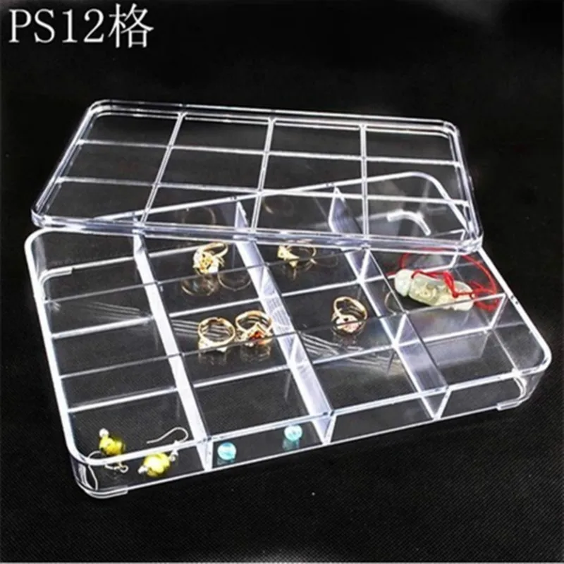 

Transparent Ps Plastic 12 Grid Desktop Cosmetic Jewelry Box Shop Window Display Storage Boxes Case With Cover