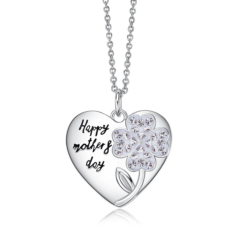 

Romantic Heart Mothers Day Necklace Crystals from Austrian-Elements For Women Gift Rose Gold Color Chain Girls Jewelry