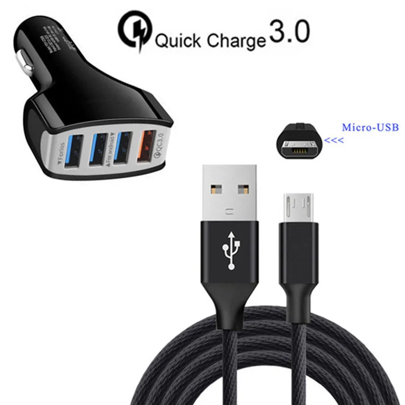 Автомобильное зарядное устройство QC 3 0 с 4 USB портами для телефонов Samsung galaxy S6 S7 edge