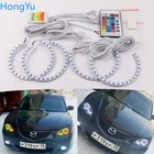 Новейшая фара многоцветная RGB Светодиодный лампа ангельские глазки гало кольцо глаз DRL RF пульт дистанционного управления для Mazda 3 2002 2003 2004 2005 2006 2007