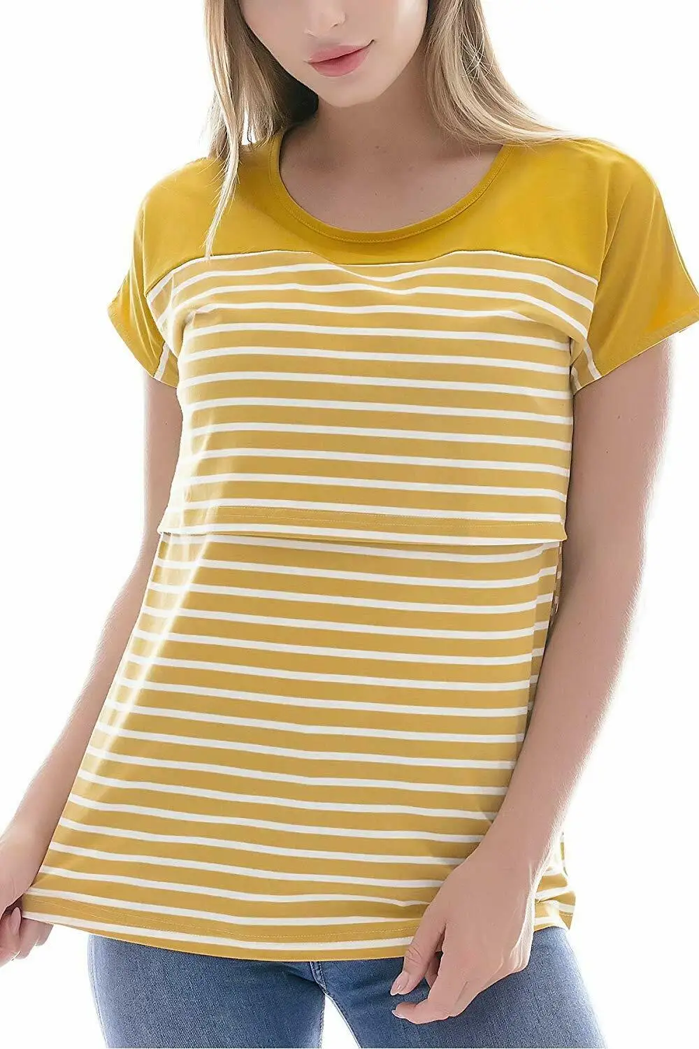 2019 Женская Футболка для беременных полосатые Модные свободные топы с коротким