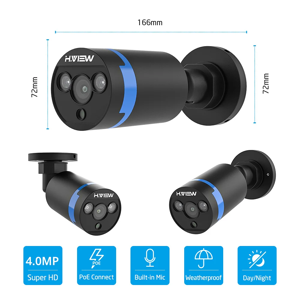 H. VIEW 8ch 400W CCTV камера системы PoE H.265 CCTV камера системы 4mp комплект видеонаблюдения PoE 48V комплект видеонаблюдения Full HD