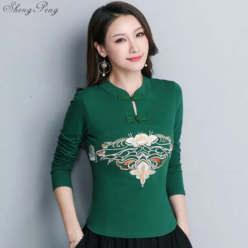 Cheongsam Топ Традиционный китайский костюм для женщин длинный рукав плюс размер 5XL