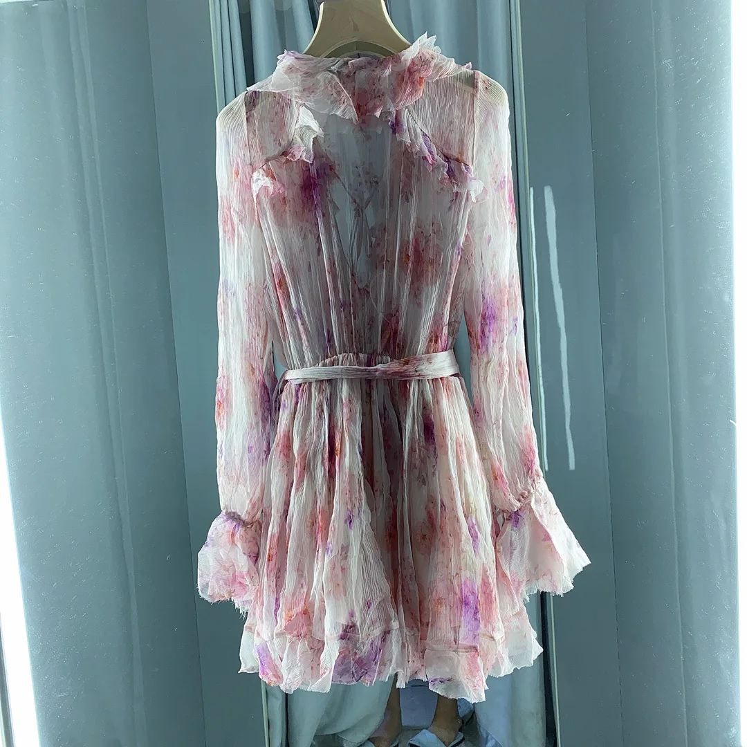 

High Quality 2020 Autumn Long Sleeve V-neck Tassel Ruffled Women Playsuit