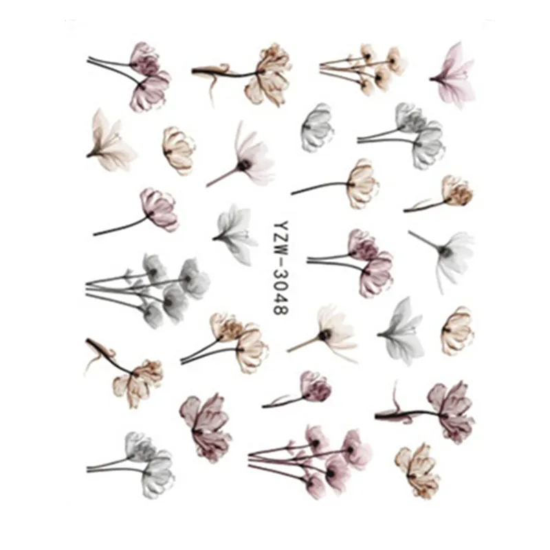 Наклейки для ногтей цветущие цветы наклейки лавандового цвета водные переводные