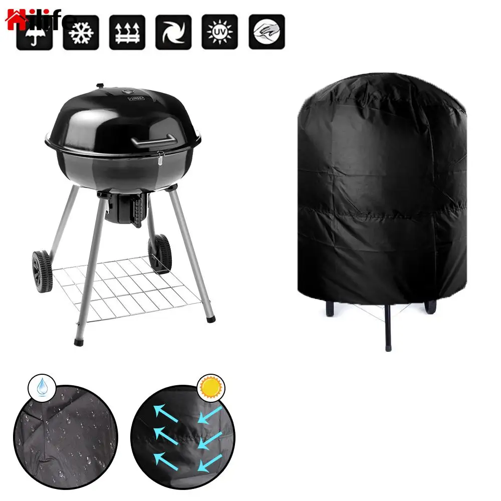 Round BBQ Grill Cover Waterproof Rain Protective Camping Outdoor Barbecue BBQ Cover Grill Cover 77x58cm/80x66x100cm Anti Dust