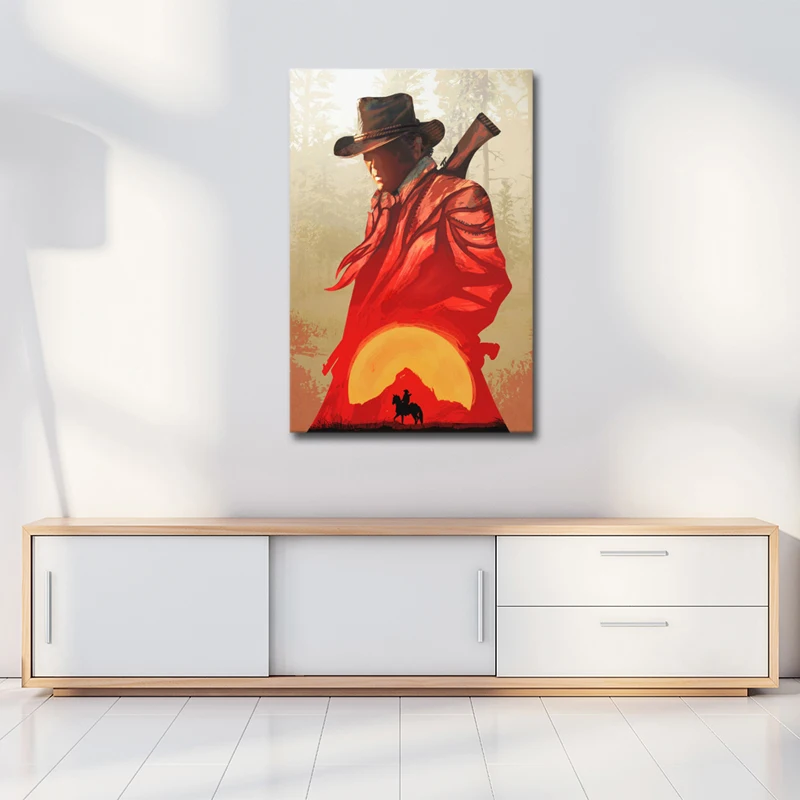 Настенное художественное оформление игровые обои RDR 2 портретный силуэт Chracter