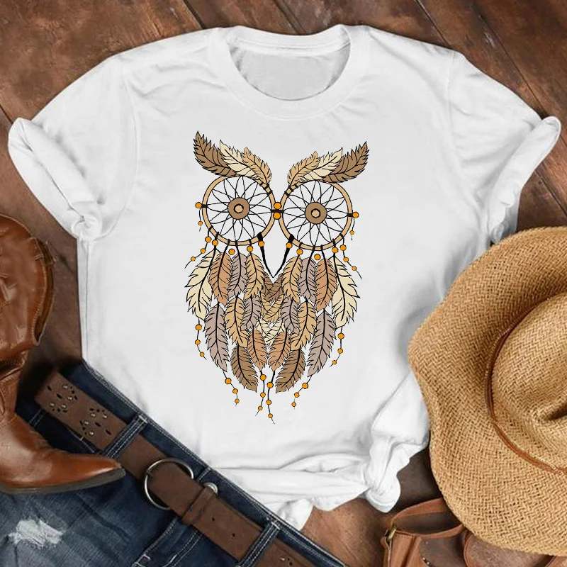 

Women Lady Feather Vintage Cute Camisas Mujer Fashion Shirt Clothes Womens Top Female Print T Tshirt Tee Graphic T-shirt