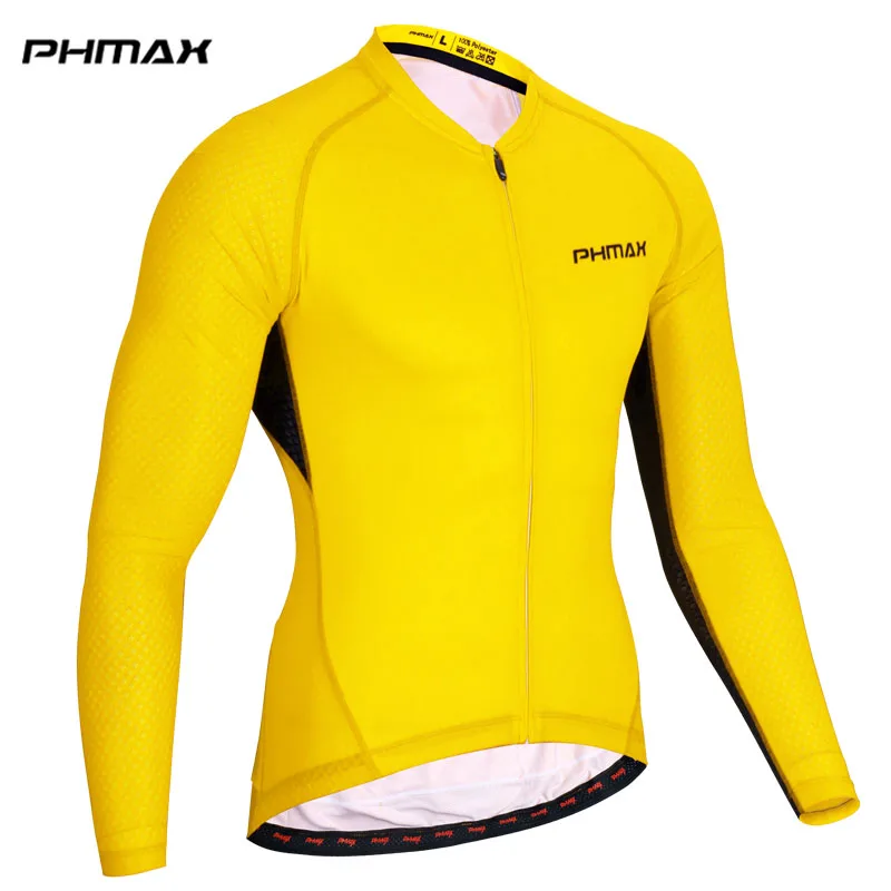 PHMAX полиэстер мужской Pro Джерси Майо для велоспорта Ropa Ciclismo MTB велосипед одежда с длинными рукавами гонки на велосипедах велосипедные костюмы - Цвет: Цвет: желтый