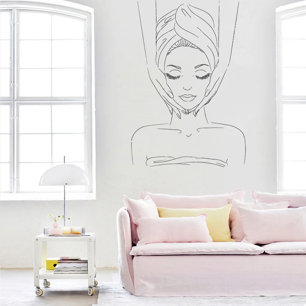 

Girl in Bathing Massage Creative Wall Stickers for Beauty Salon Living Room Background Art Decoration Vinyl Wall Decals