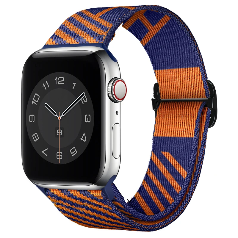Enlarge Suitable for Apple Watch band 44mm 40mm 45mm 41mm nylon elastic woven strap iwatch iWatch Series 4 5 SE 6 7 sports smart strap