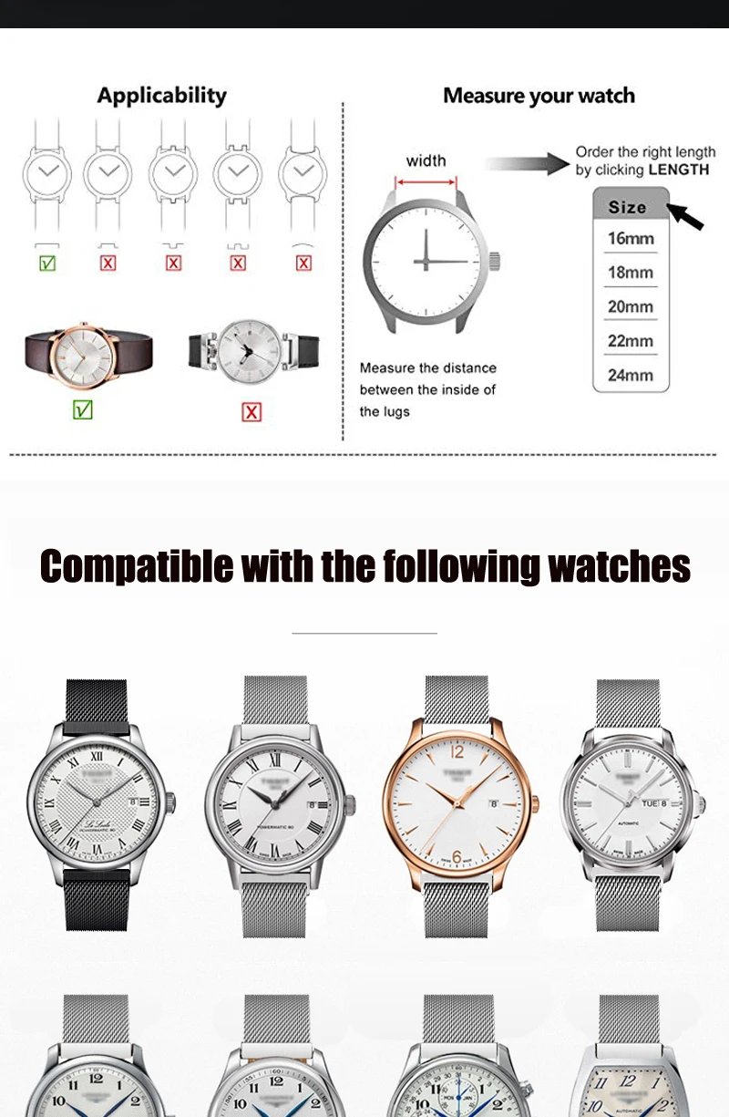 18мм 20мм / 22мм миланская петля для Samsung Galaxy Watch Active 42 / 46мм Ремешок для часов Gear Sport S2 S3 для ремешка Amazfit Bip Huawei TalkBand B5