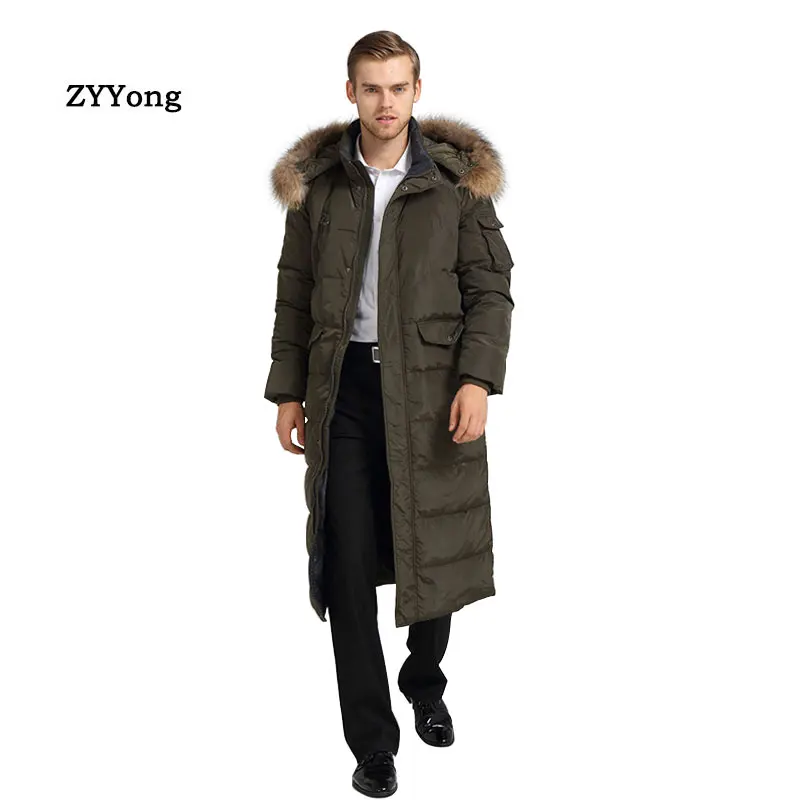 2020 New Fashion Men's Winter Parka Men Long Polyester Down Jacket With Fur Hood Male Thick Padded Coat Warm Windbreaker