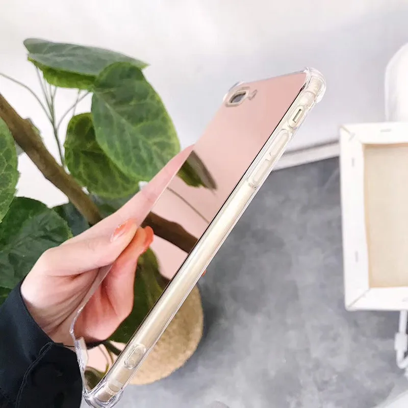 Missbuy Luxury Makeup Selfie Mirror Phone Cases For iPhone 8 case Soft TPU Back Cover 7 6 6s Plus X Xr Xs Max Coque |