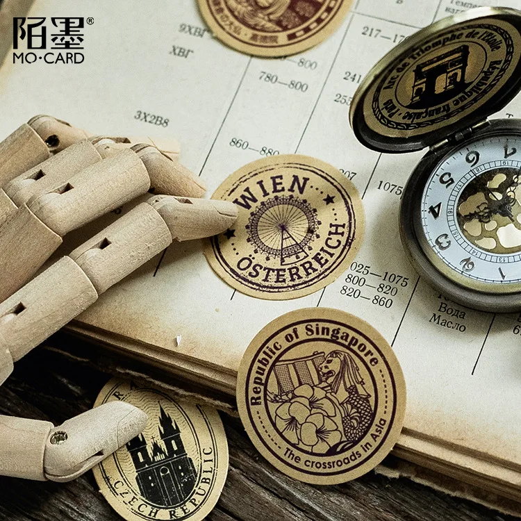 

46Pcs/Box Vintage Travel Diary Stickers Scrapbooikng Bullet Journal Supplies Planner School Stationery Collage Handmade Material