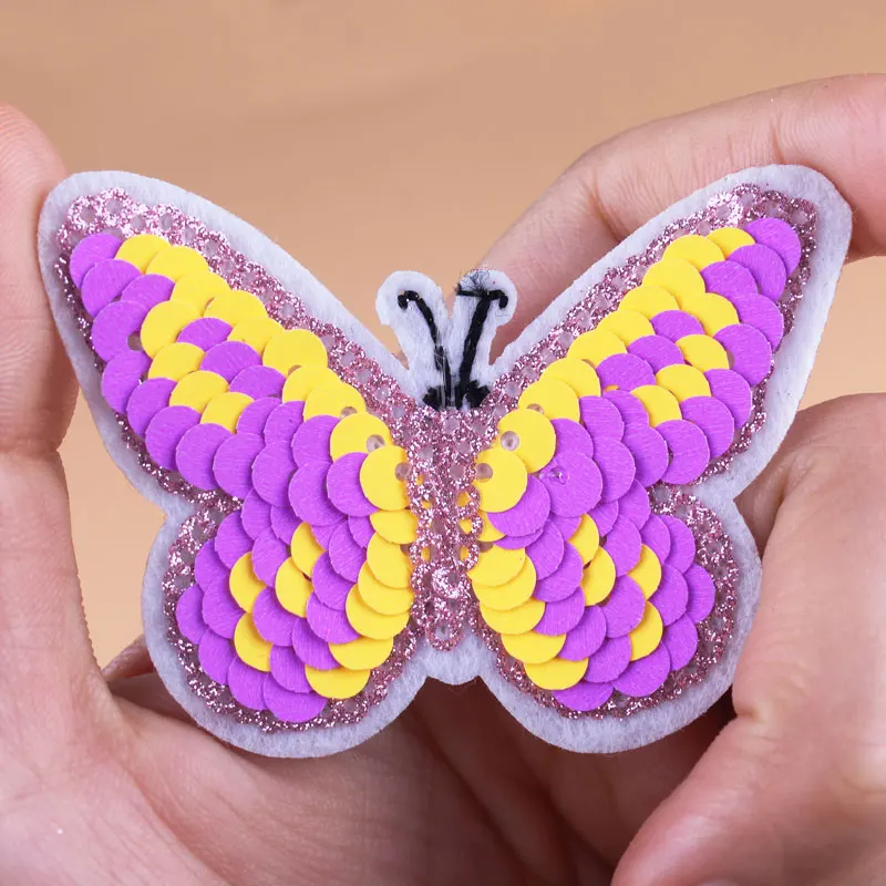 Наклейки с бабочками нашивки блестками и вышитые для одежды аппликация в полоску