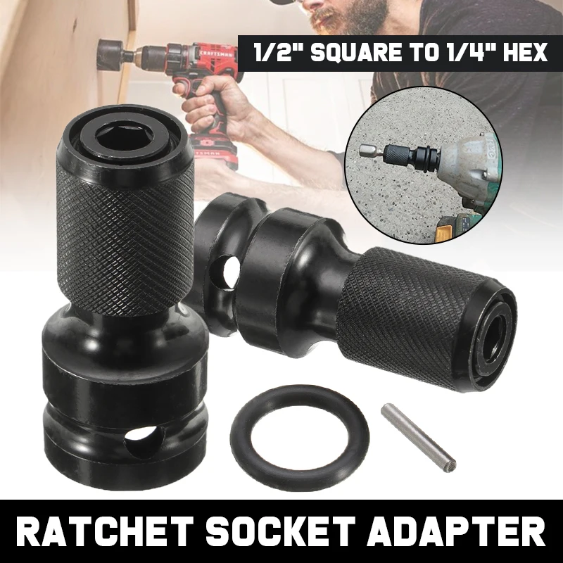 

1 / 2 " Square To 1 / 4" Hexagonal Ratchet Socket Impact Tool 50 * 23 * 18mm Adapter Wrench Distribution Leather Ring Pin
