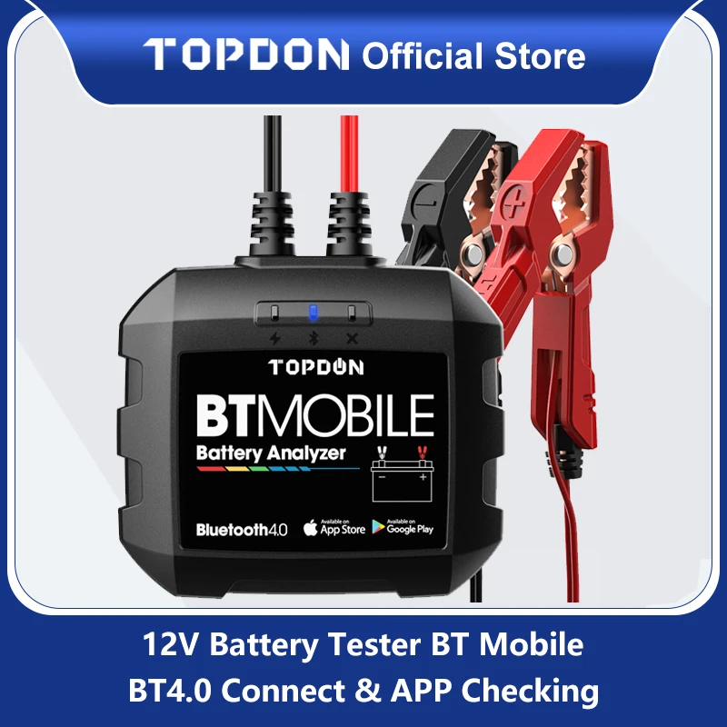 

Тестер аккумулятора Topdon BT, 12 В, беспроводной, Bluetooth, 100 -2000CCA