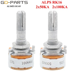 Японский стерео потенциометр громкости ALPS RK16 2x50KA 2x100KA аттенюатор для Hi-Fi аудио AMP проигрыватель CD DAC 6 мм накатанный вал 1 шт.