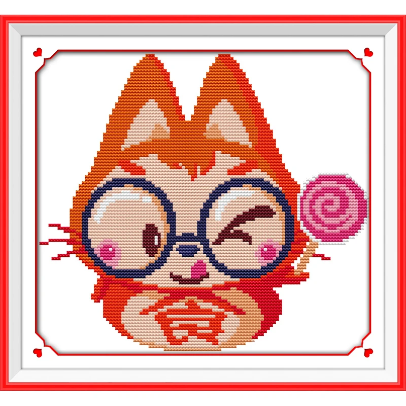 

Everlasting Love Fat Cat Chinese Cross Stitch Kits Ecological Cotton Stamped Printed 11CT DIY Gift Wedding Decoration For Home