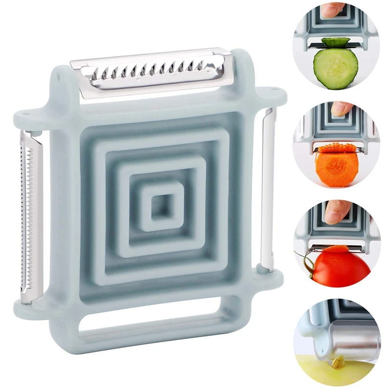 3 в 1 Овощечистка для картофеля томатов морковь кабачки с поворотным зубчатым
