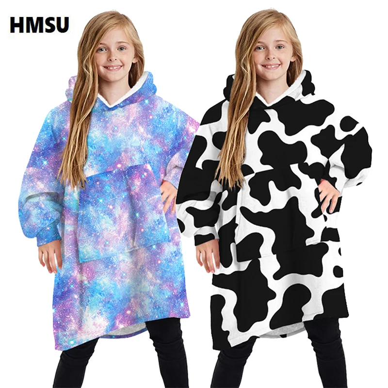 

HMSU Winter Warm Homewear Blanket Hoodie Oversize Sweatshirt For Women Men Kid Hoody Sweatshirt Home Coats Comfy Pullover